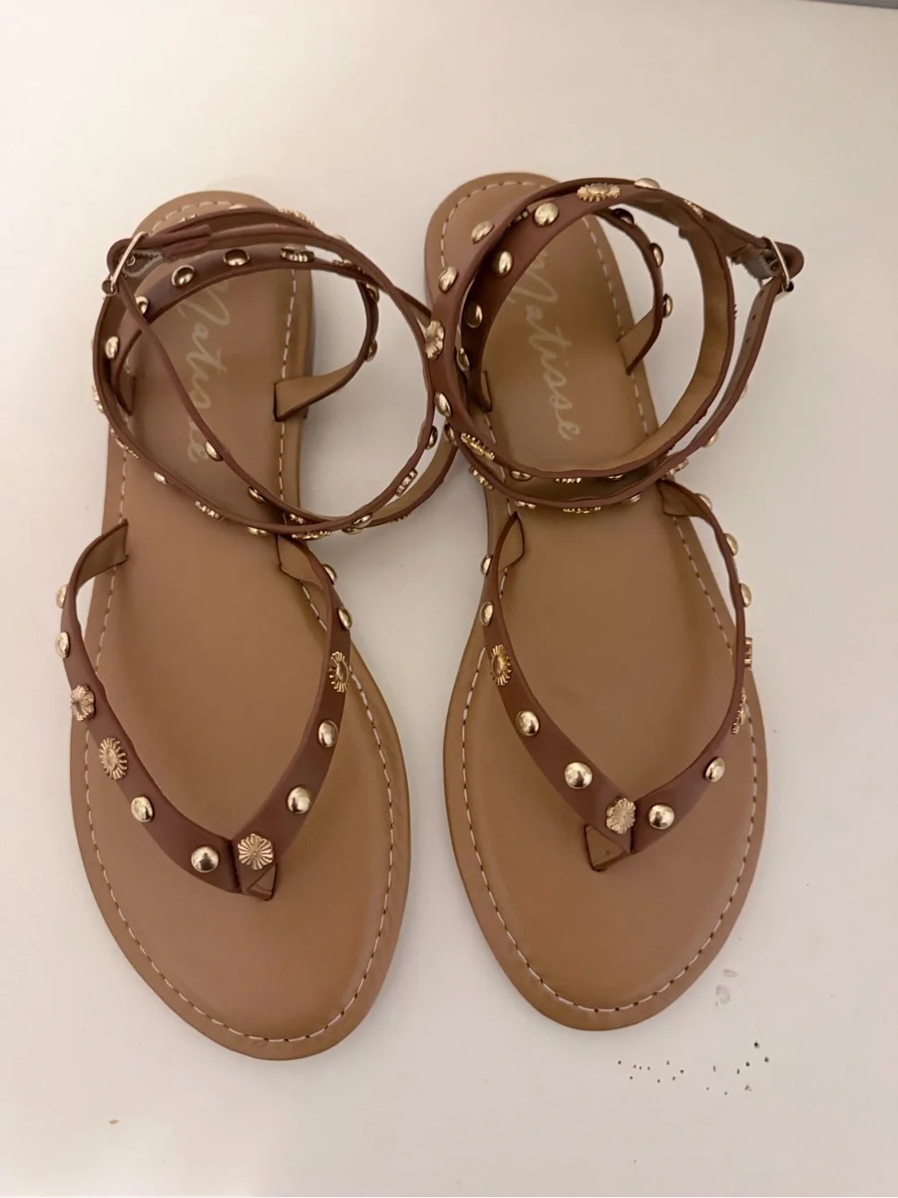 Anthropologie Matisse Athena Studded Cognac Sandals Size 10